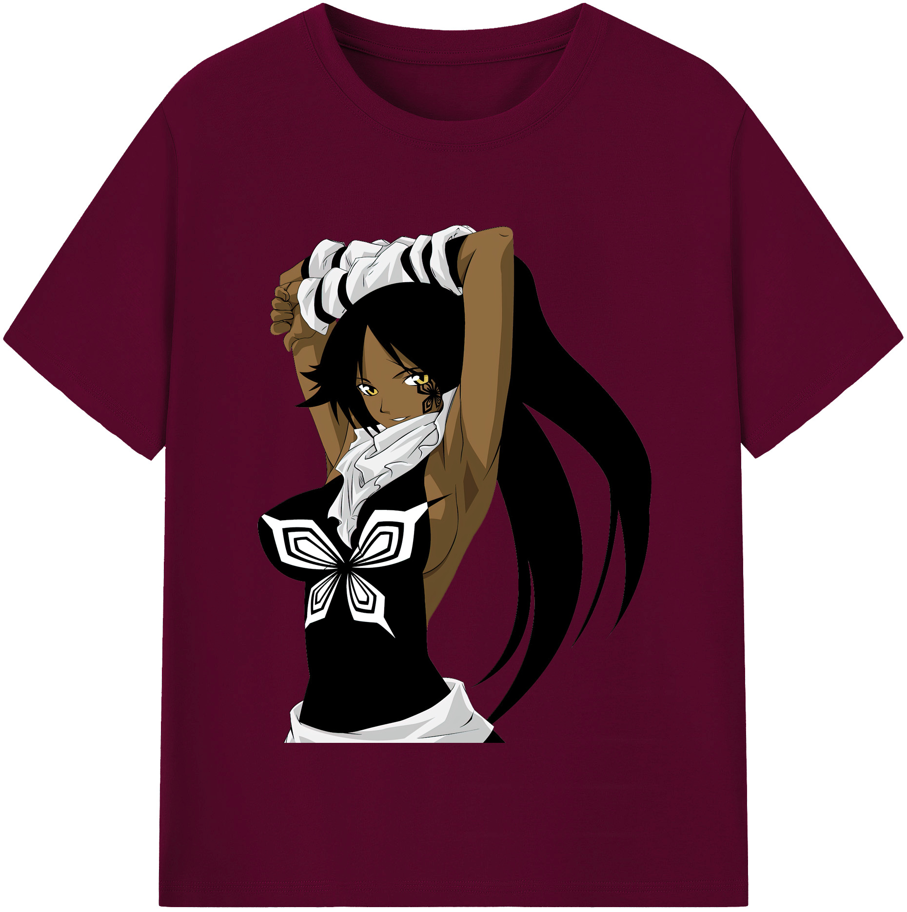 （画像用） ブリーチ 四楓院 夜一（しほういん よるいち） BLEACH Shihouin Yoruichi レディースカジュアルプリントTシャツ（綿100％）